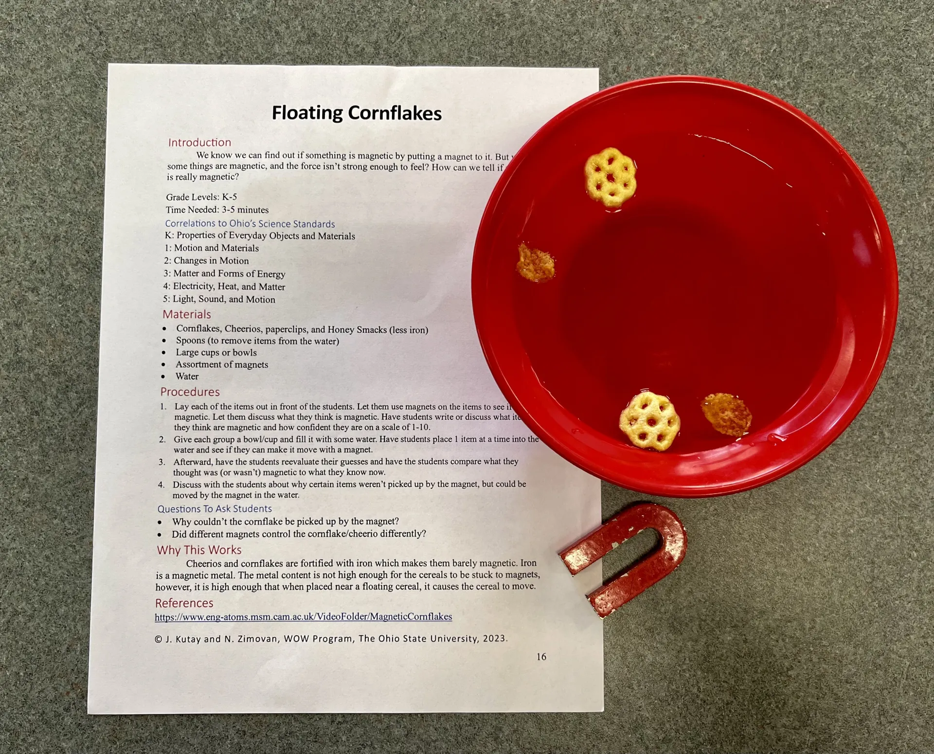 Floating Cornflakes Magnetism Experiment