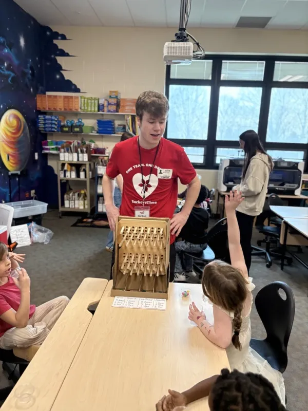 Jordan leading a group of students
