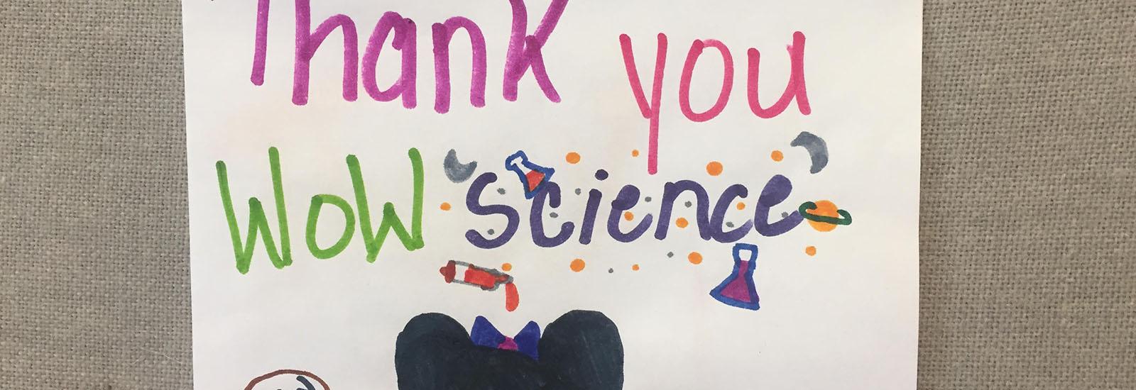 Image of a thank you card from an elementary school student